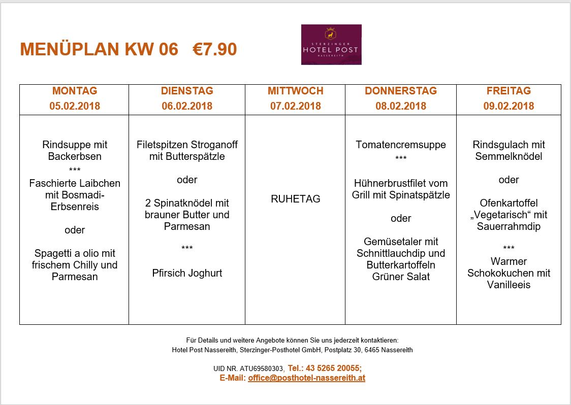 Wochenkarte